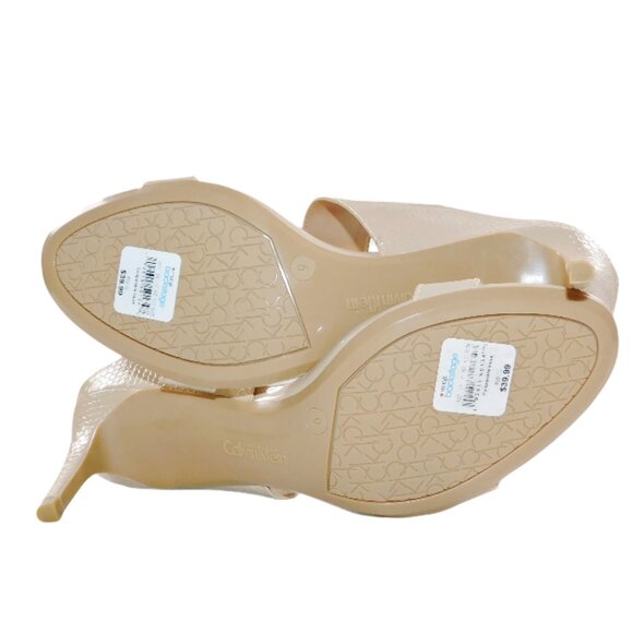 Calvin Klein Nude KCLORINDA Heeled Sandal Mules Size 9M Snakeskin - Picture 7 of 11